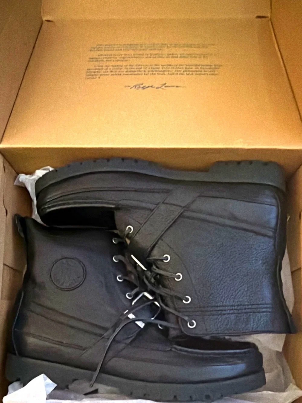 Polo by Ralph Lauren Black Leather Ankle Boots